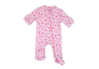 Preemie Heather Sleeper with Cap: Pink Hearts