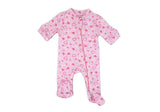 Preemie Heather Sleeper with Cap: Pink Hearts