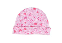 Preemie Heather Sleeper with Cap: Pink Hearts