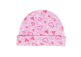 Preemie Heather Sleeper with Cap: Pink Hearts
