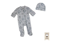 Preemie Heather Sleeper with Cap: Grey Clouds
