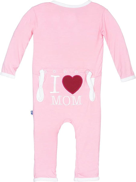 KicKee Pants I Love Mom Coverall Snaps Lotus