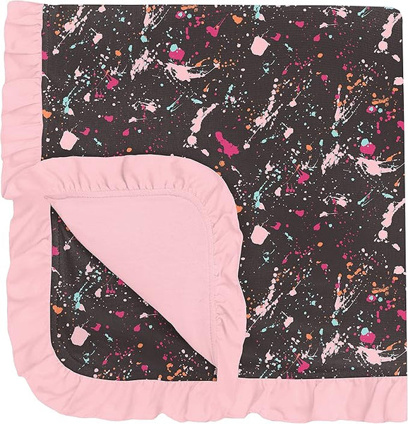 KicKee Pants Calypso Splatter Paint Stroller Blanket with Ruffles