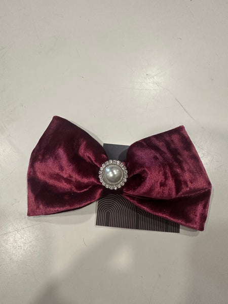 Dulce Burgundy Velvet Clip-On Bow