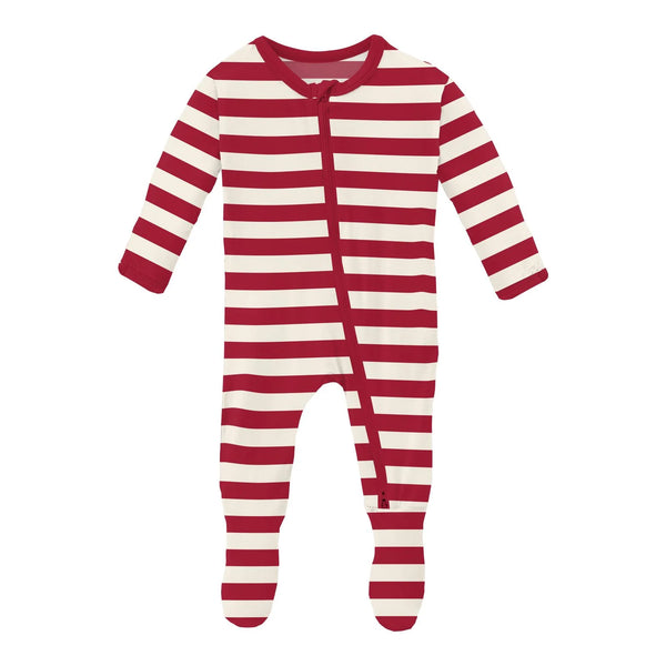 Kickee Pants Footie Classic Candy Cane Stripe