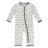 Kickee Pants Print Coverall with Zipper Natural Snails