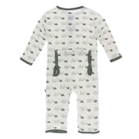 Kickee Pants Print Coverall with Zipper Natural Snails