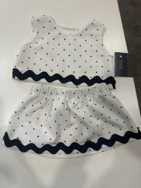 Dulce Black and White Polka Dot Skirt Set