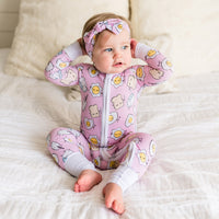 Little Sleepies Pink Breakfast Buddies Bamboo Zippy Sleeper