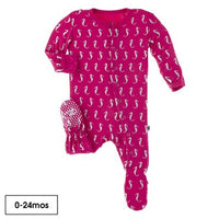 Kickee Pants- Prickly Pear Mini Seahorses Muffin Ruffle Footie