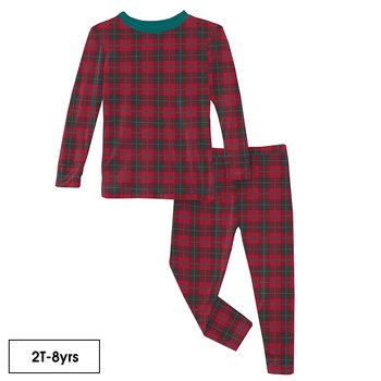 Kickee Pants Long Sleeve Henley Pajama Anniversary Plaid