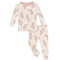 Kickee Pants Print Long Sleeve Pajama Natural Feather