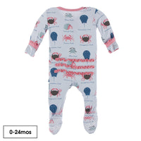 Kickee Pants- Muffin Ruffle Footie with Snaps Dew Crab