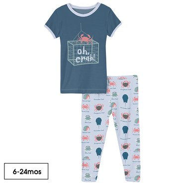 Kickee Pants- Short Sleeve Graphic Tee Pajama Set Dew Crab