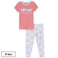 Kickee Pants- Short Sleeve Graphic Tee Pajama Set Dew Paddles and Canoe