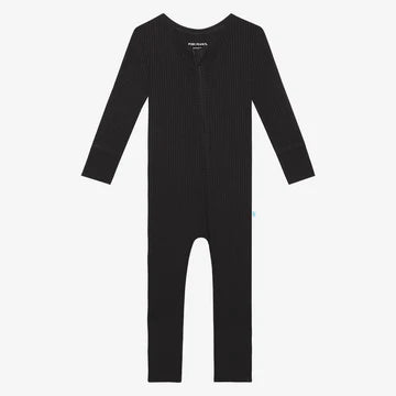 Posh Peanut Solid Black Ribbed Convertible One Piece