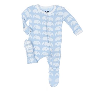 Kickee Pants-Print Footie in Pond Elephants