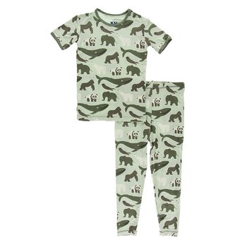 Kickee- Print Short Sleeve Pajama Set (Aloe Endangered Animals)