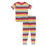 Kickee- Print Short Sleeve Pajama Set (Biology Stripe)