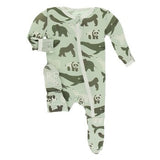 Kickee- Print Footie with Snaps (Aloe Bears Tree-line)