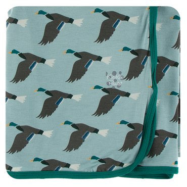 Kickee Pants- Swaddle Blanket Jade Mallard Duck