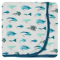 Kickee Pants- Swaddling Blanket Natural Fishing Flies