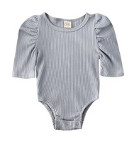 Rouged Sleeve Ribbed Onesie