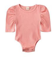 Rouged Sleeve Ribbed Onesie