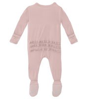 Kickee Pants Baby Rose Muffin Ruffle Footie with Zipper
