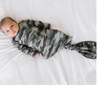 Little Sleepies- Vintage Camo Knot Gown (0-3 Mos)