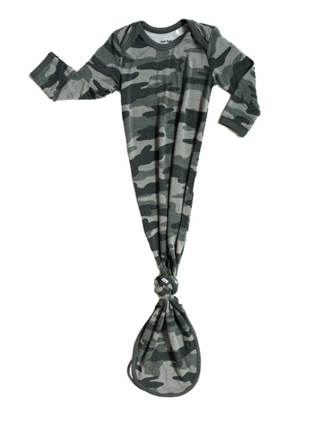 Little Sleepies- Vintage Camo Knot Gown (0-3 Mos)