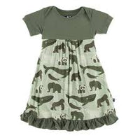 Kickee- Print Short Sleeve One Piece Dress Romper (Aloe Endangered Animals)