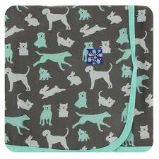 Kickee- Print Swaddling Blanket (Stone Domestic Animals - One Size)