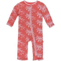 Copy of Kickee Pants- Muffin Ruffle Coverall with Zipper English Rose Leafy Sea Dragon