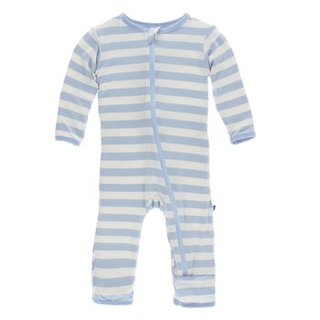 Kickee Pants- Basic Coverall with Zipper Pond Stripe