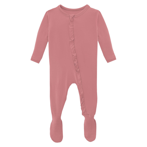 Kickee Pants Ruffle Footie With Zipper Desert Rose