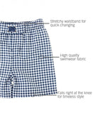 RuggedButts-Navy Gingham Swim Trunks