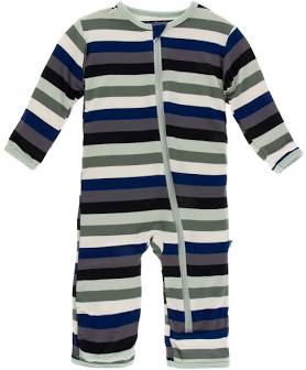 Kickee-  Print Coverall with Zipper (Zoology Stripe)