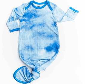Little Sleepies Knot Gown Blue Watercolor